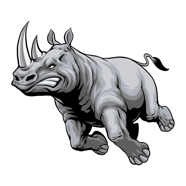 手绘复古插图愤怒的非洲犀牛图片下载