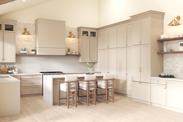 带岛的米色厨房图片下载