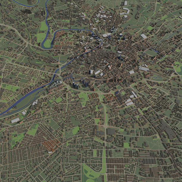 英国曼彻斯特的城市和城市的3D插图图片下载