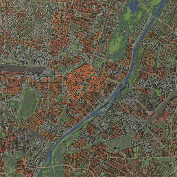 城市和城市在德国慕尼黑的3D插图图片下载