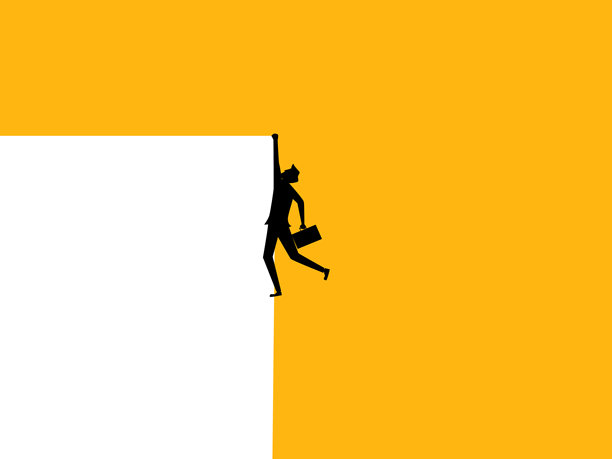 危机。商人掉下悬崖。向量图片下载