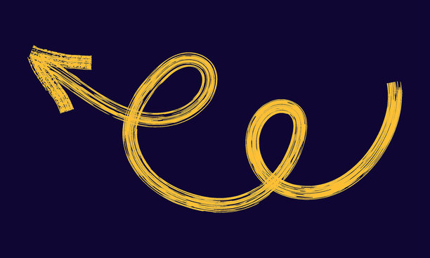 毛笔画粗涂鸦乱划箭头。黄色grunge横幅为您的设计。抽象粉笔画的图标。泼墨和艺术设计元素。蜡笔干脏，笔刷质感图片下载