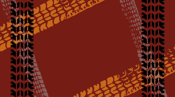 暗红色背景上粗犷的汽车轮胎痕迹，为名片模板加上复制空间。矢量插图。图片下载