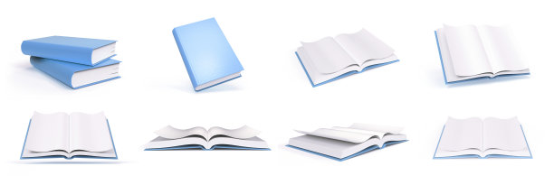 一套白色背景的蓝色书籍。图片下载
