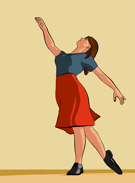 穿着飘逸的裙子，优雅地跳着芭蕾舞的女子。矢量插图。图片下载