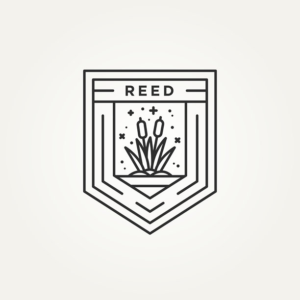 芦苇极简线条艺术徽章标志图片下载