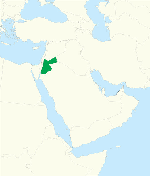 中东地图中突出显示的约旦地图图片下载