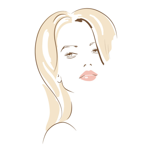 美丽的女人手绘的脸。时尚女性面部线条艺术矢量插图图片下载