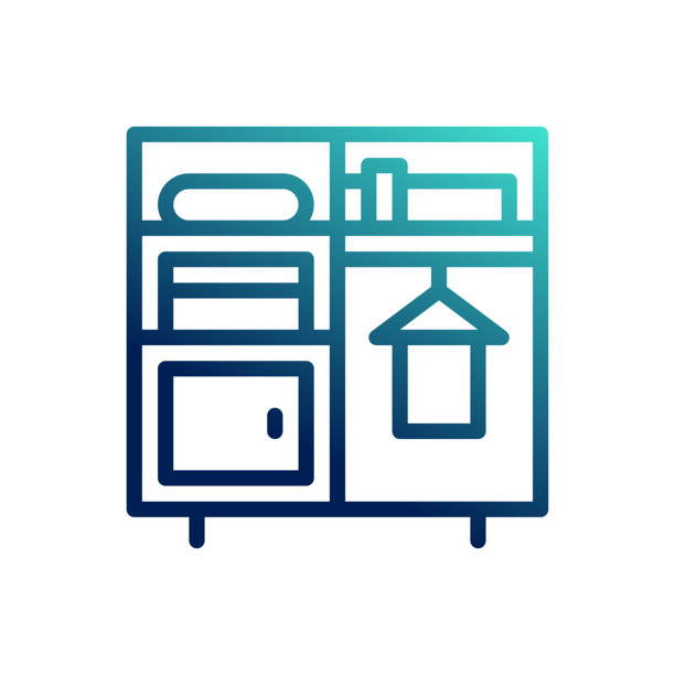 衣柜图标。具有轮廓样式和渐变颜色。符号标志插图。图片下载