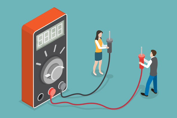 数字万用表的三维等距平面矢量图图片下载