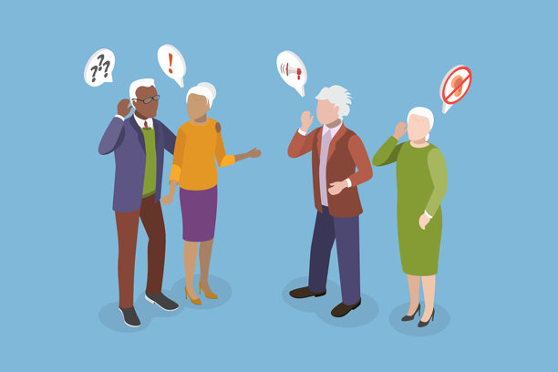 听力疾病的三维等距平面矢量图图片下载