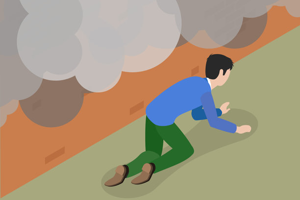 消防安全活动的三维等距平面矢量插图图片下载