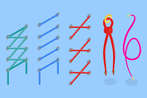 三维等距平面矢量插图的鞋或紧身胸衣花边图片下载