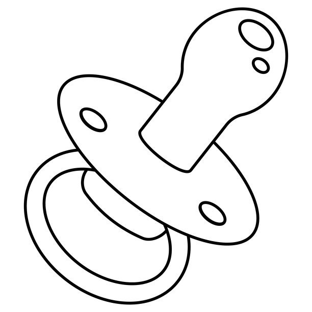 奶嘴可编辑的笔画轮廓图标隔离在白色背景平面矢量插图。图片下载