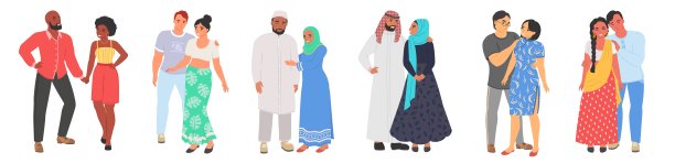 国际情侣穿着传统服饰套装图片下载