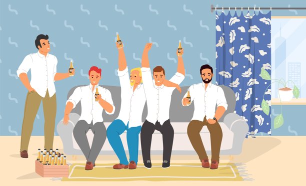 和男性朋友一起喝酒共度时光图片下载