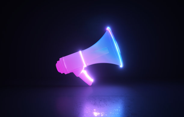 黑色背景的霓虹灯扩音器图片下载