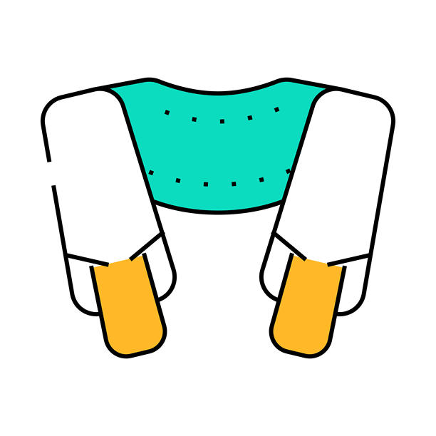 指压按摩器图标彩色插图图片下载