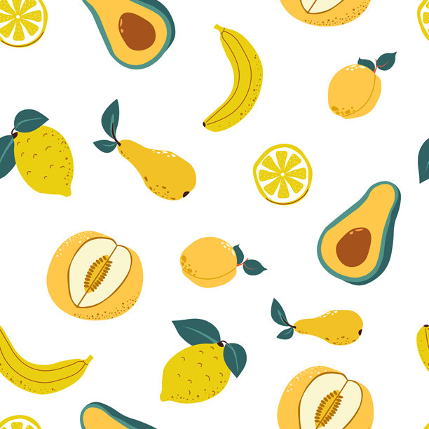 黄色水果无缝图案矢量素材图片下载