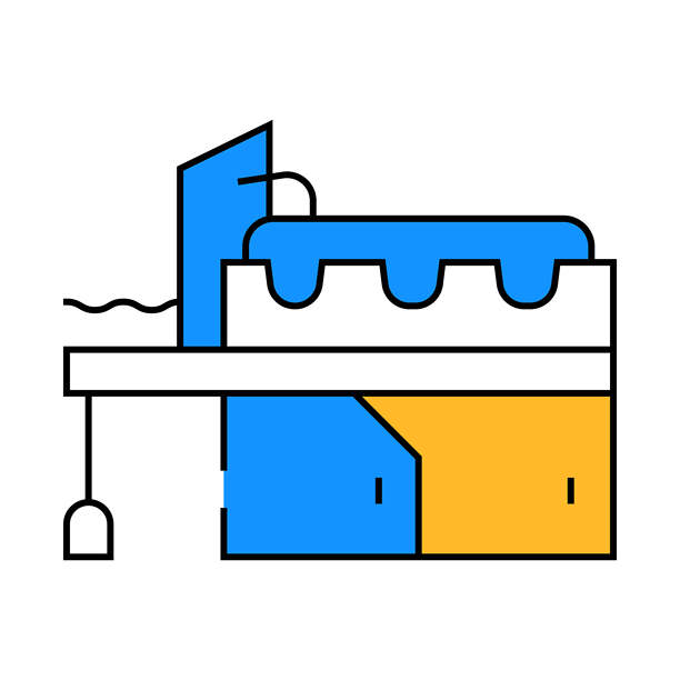 金属生产行业设备图标彩色插图图片下载