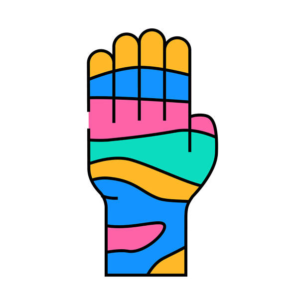 指压手臂和区域图标彩色插图图片下载