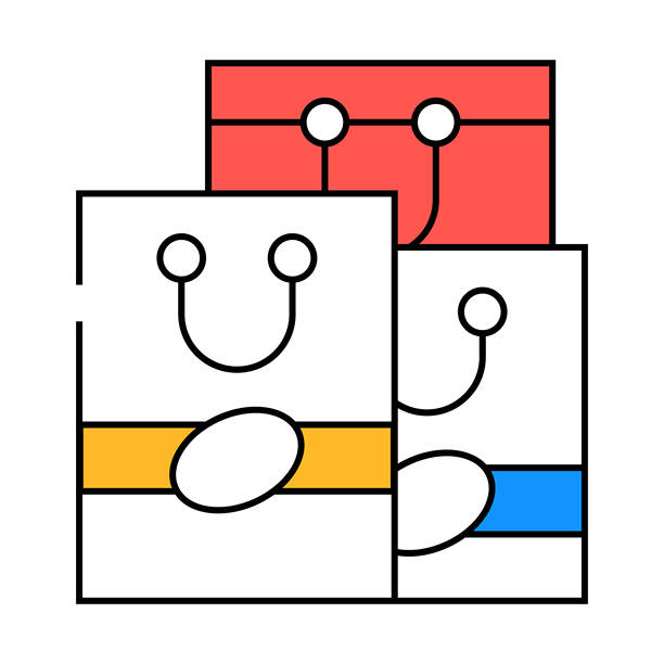 手袋造型师图标彩色插图图片下载