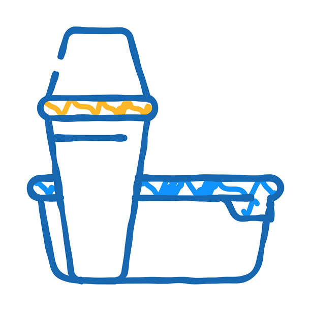 保温瓶和午餐盒图标涂鸦插图图片下载