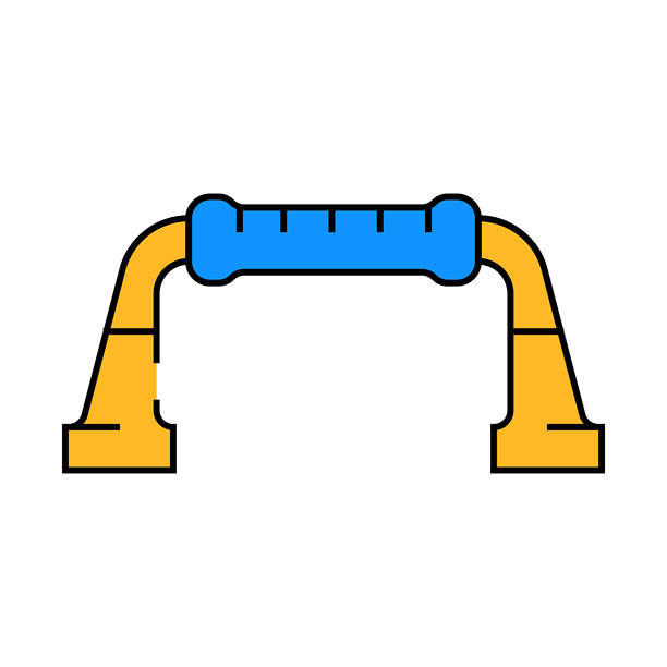 健身器材俯卧撑图标彩色插图图片下载