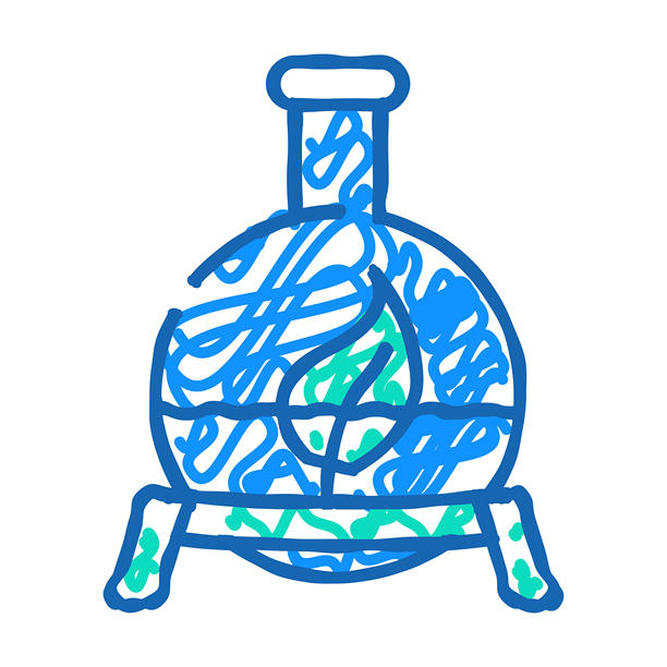 实验室研究沼气图标涂鸦插画图片下载