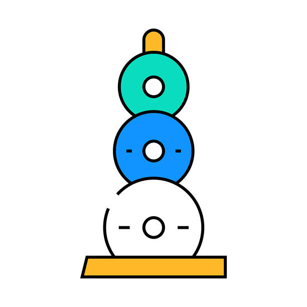 重量板集健身器材图标彩色插图图片下载