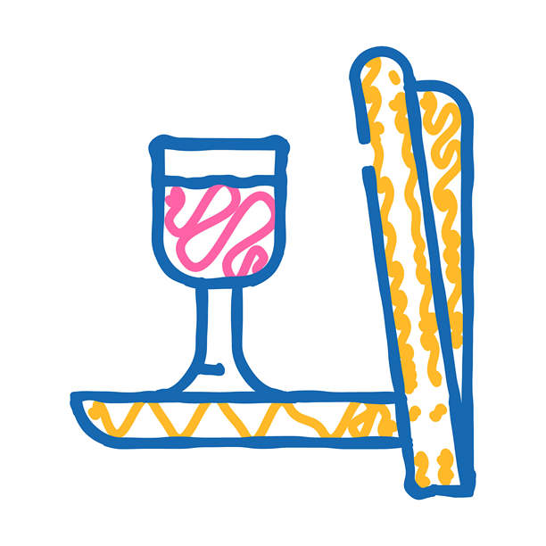 酒精和航空食品图标涂鸦插图图片下载