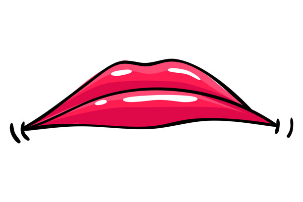 红唇女性。女人表达情感，美的概念。现代波普艺术风格，平面矢量设计插画图片下载