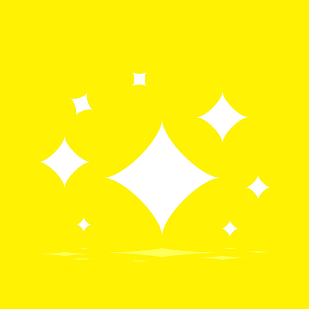 闪闪发光的白色星星，形状各异，在黄色的背景上反光图片下载
