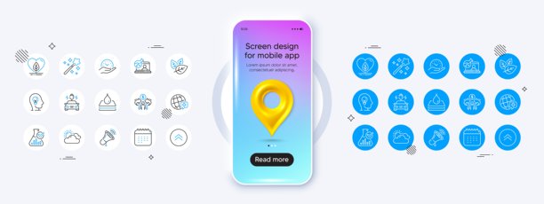 魔术棒，化学实验室和有机测试线图标。对于web应用程序，打印矢量图片下载