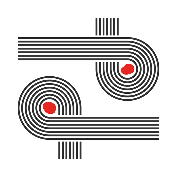 弯曲的平行线，冥想禅宗花园顶部视图或生命平衡矢量插图，河流溪流抽象图片下载