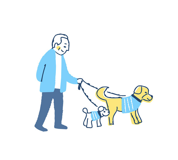 老人在遛两只狗图片下载