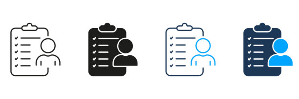 简历文档线和轮廓图标集。简历信格式象形文字。雇佣纸，面试候选人标志。个人信息。可编辑的中风。孤立矢量图图片下载