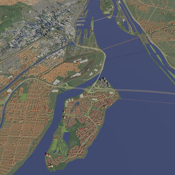 三维插图的城市和城市在加拿大蒙特利尔图片下载