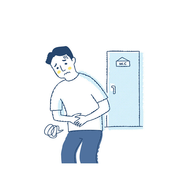 一个男人在厕所前捂着肚子图片下载