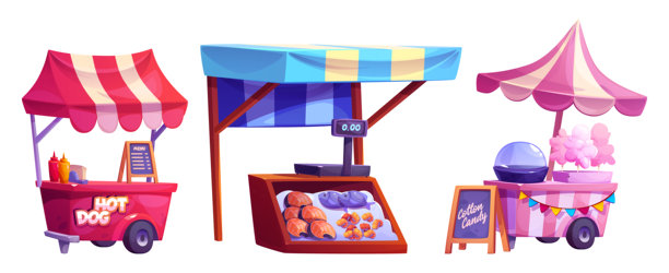 街头食品市场的商店和摊位图片下载