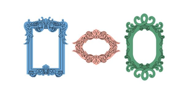 一套不同的装饰框架或不同形状的平面边框照片或故事的相框。手绘矢量插图。图片下载