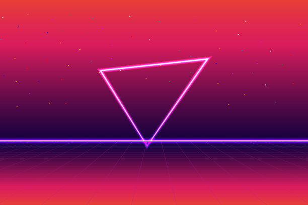 未来主义复古风背景：80年代数字网络场景，太阳空间山脉复古专辑封面，科幻背景图片下载