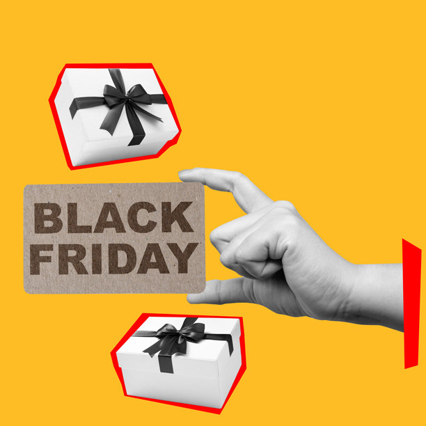 一只手拿着黑色星期五的卡片，上面有一个蝴蝶结图片下载