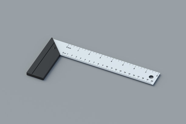 灰色背景上的卡朋特方格。角的工具。木工和金属加工用测量仪器。建筑设备。三维渲染图片下载