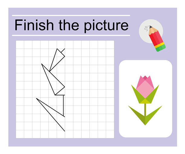 完成图片-卡通花。着色页面。图片下载