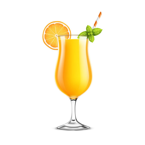 一杯或高脚杯，盛有橙汁或柠檬汁、薄荷汁、柑橘汁图片下载