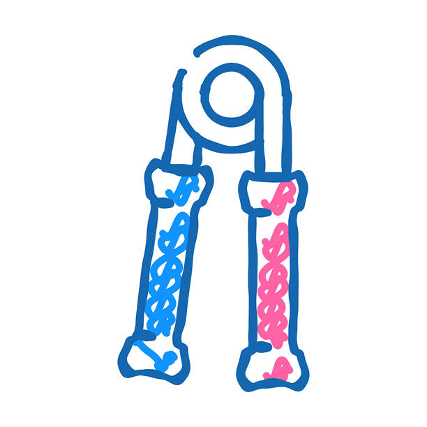 腕扩张器健身器材图标涂鸦插画图片下载