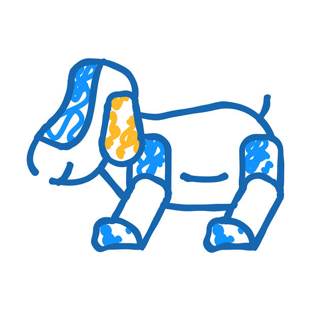 机器狗宠物玩具图标涂鸦插画图片下载