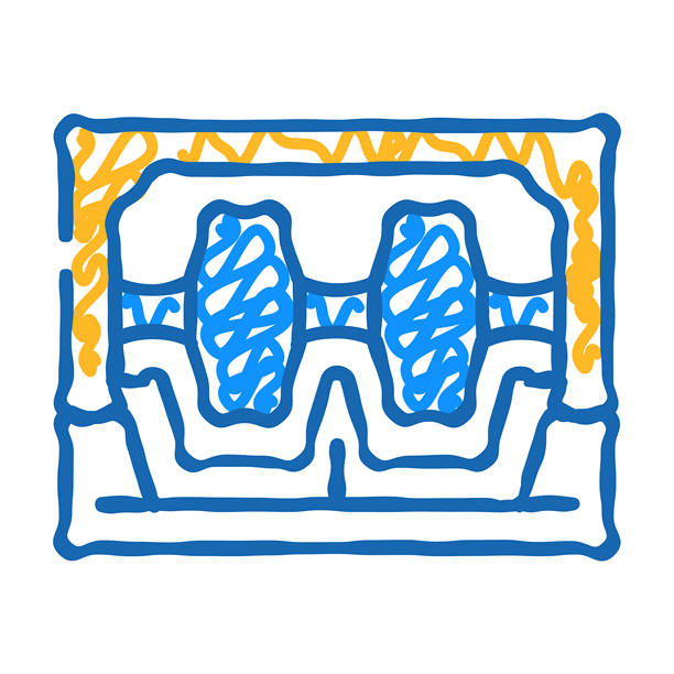 工业机器的金属零件生产图标涂鸦插图图片下载