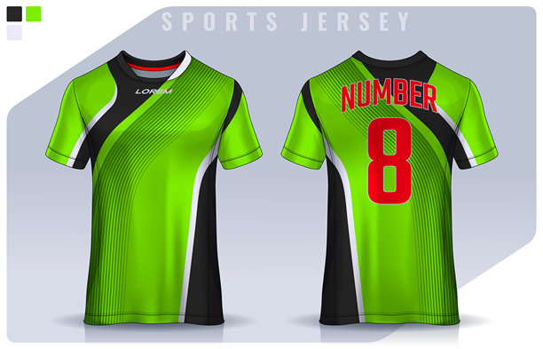 t恤运动设计模板，足球俱乐部的足球球衣模型。统一的前后视图。图片下载